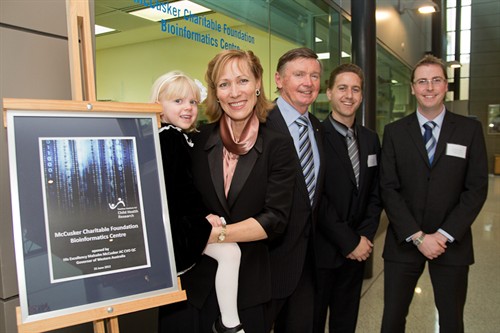 His Excellency the Governor of Western Australia Mr Malcolm McCusker with Mrs Tonya McCusker, their daughter Mary, and The Kids Bioinformaticians Associate Professor Kim Carter and Richard Francis.